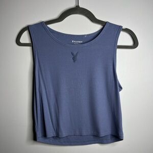 PLAYBOY BY PACSUN Baby Blue Cropped Tank Top